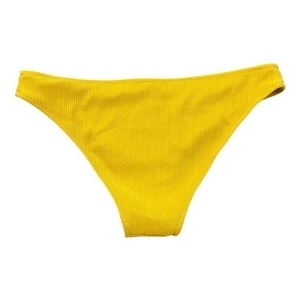 Bikini Bottom Yellow Ribbed Medium Moderate Coverage Swim SHEIN - Picture 4 of 10